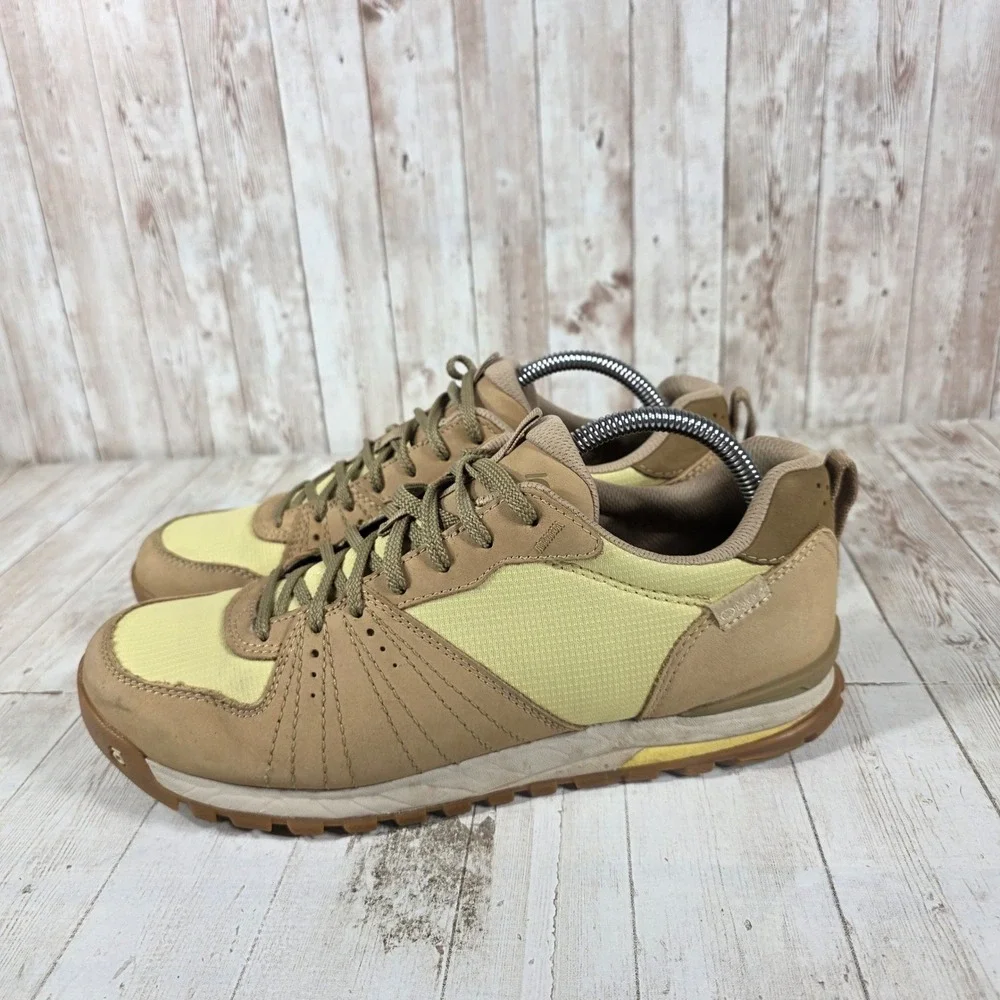 Oboz Womens Low Top Hiking Shoes Tan Yellow Nubuck Mesh Trail Sneakers 10.5 US